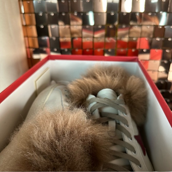 AMA ‘SLAM’ Made In Italy White With Red Star & Brown Fur Trim Size 37 NIB - Picture 9 of 15